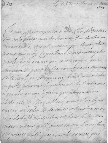 Lettre manuscrite de Mme de Maintenon à monsieur l'évêque et comte de Noyon