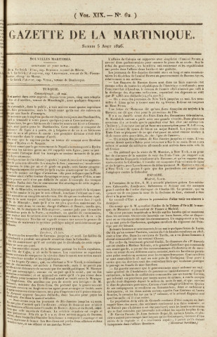 Gazette de la Martinique (1826, n° 62)