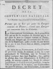 Emigration dans les colonies : décret de la Convention nationale du 8 novembre 1792, portant que la loi qui punit les émigrés rentrant en France s'étend dans les colonies