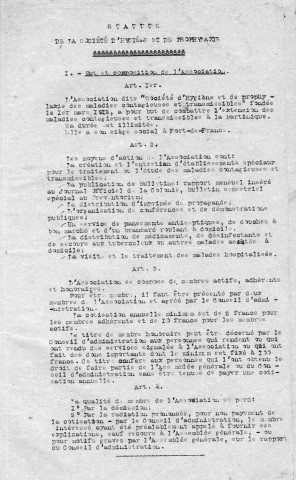 Ligue contre la tuberculose (transformée en 1912 en Société d'hygiène et de prophylaxie) : registre des procès-verbaux