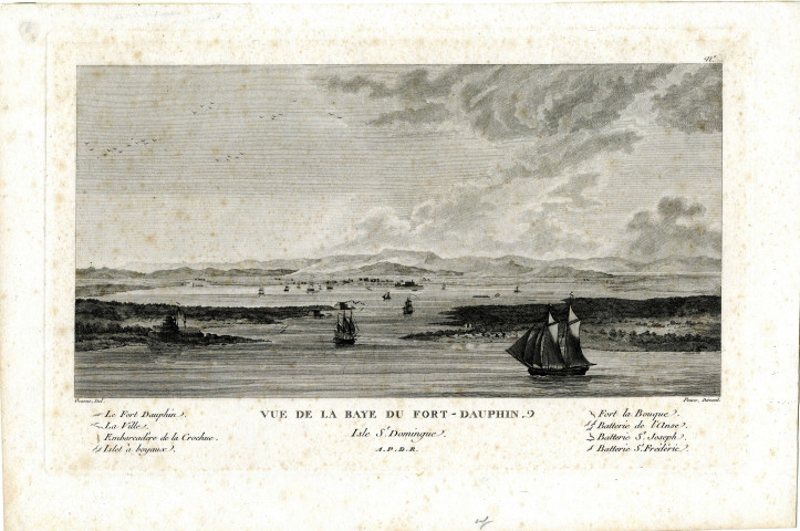 Vue de la Baye du Fort Dauphin. Isle Saint-Domingue