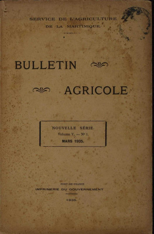 Bulletin agricole de la Martinique (mars 1935)