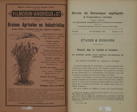 Revue de botanique appliquée et d'agriculture coloniale (n° 40)