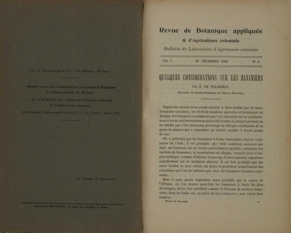 Revue de botanique appliquée et d'agriculture coloniale (n° 4)