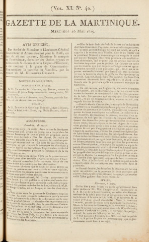 Gazette de la Martinique (1819, n° 42)