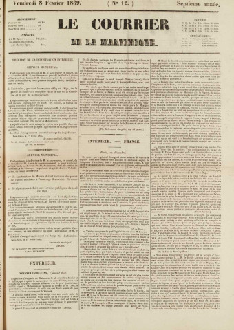 Le Courrier de la Martinique (1839, n° 12)