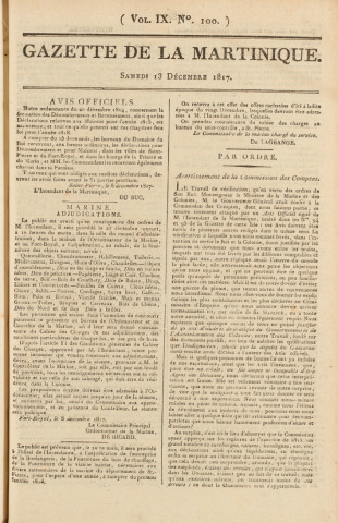 Gazette de la Martinique (1817, n° 100)