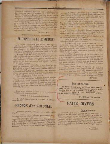 La Tribune libre (n° 1)