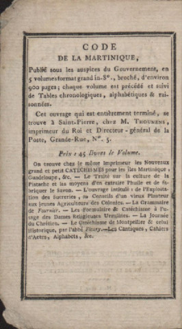 Almanach de la Martinique pour l’année commune 1819