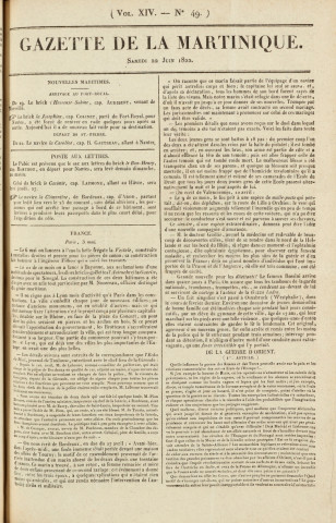 Gazette de la Martinique (1822, n° 49)