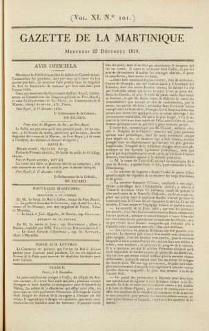 Gazette de la Martinique (1819, n° 101)