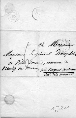 Général Bertrand (compagnon de l'Empereur à Sainte-Hélène) : lettre au général Donzelot, ancien gouverneur de la Martinique