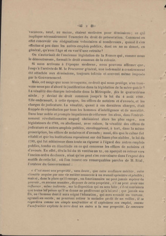 Droit de transmission des offices d'avoués et de notaires à la Martinique : mémoire adressé au ministre de la marine et des colonies