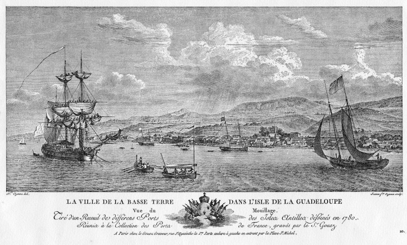 La ville de la Basse Terre dans l'Isle de la Guadeloupe, vu du Mouillage