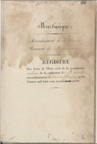 Population esclave : naissances, mariages, décès