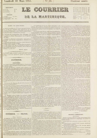 Le Courrier de la Martinique (1843, n° 26)