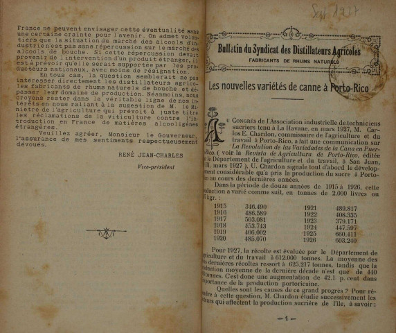 Bulletin du Syndicat des distillateurs agricoles (n° 09/1927)