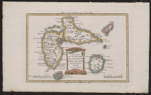 Kaart van de eilanden Guadeloupe, Maria Galante, Desirade en de Saintes. Carte de l'île de la Guadeloupe, de Marie-Galante, de la Désirade et des Saintes