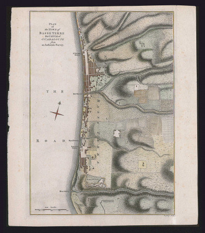 Plan of the town of Basse Terre the capital of Guadeloupe. Plan de la ville de Basse Terre, la capitale de la Guadeloupe