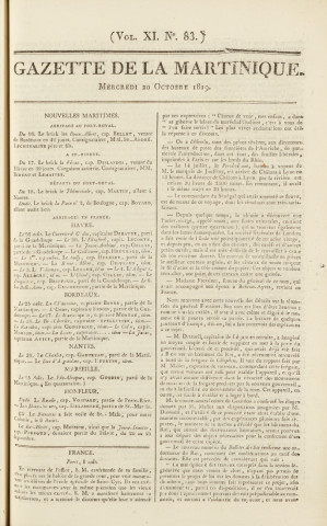 Gazette de la Martinique (1819, n° 83)