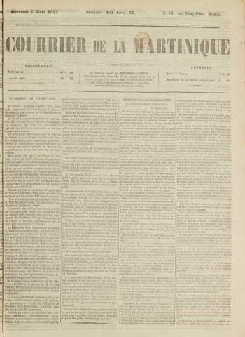Le Courrier de la Martinique (1852, n° 18)