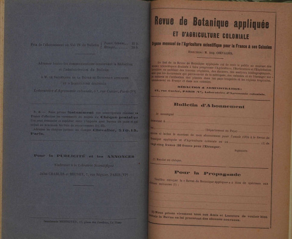 Revue de botanique appliquée et d'agriculture coloniale (n° 39)