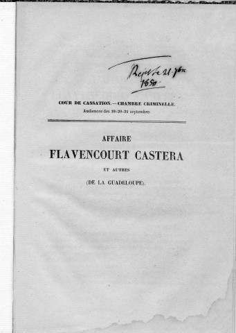 Affaire Flavencourt Castera et autres : mémoire en cassation présenté par Ad. Gatine, avocat au Conseil d'Etat et à la Cour de cassation