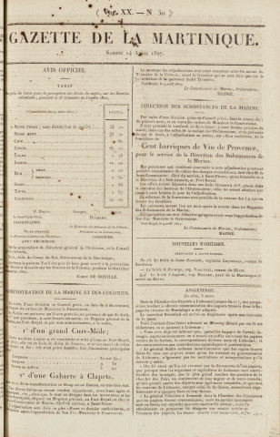 Gazette de la Martinique (1827, n° 30)