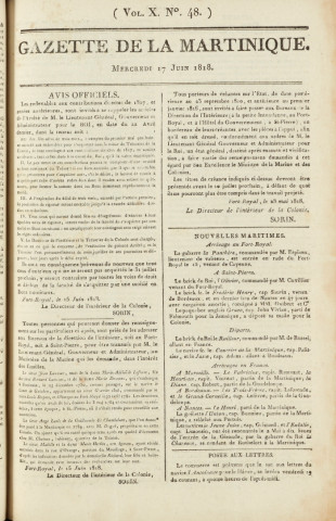 Gazette de la Martinique (1818, n° 48)