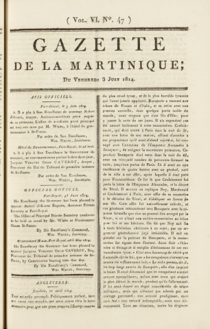 Gazette de la Martinique (1814, n° 47)