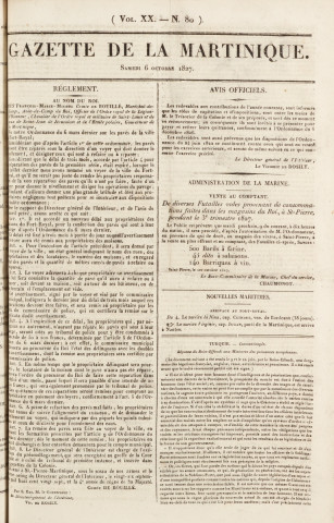 Gazette de la Martinique (1827, n° 80)
