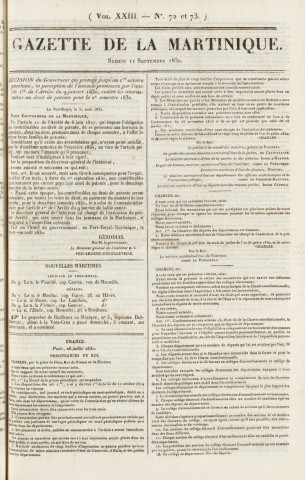 Gazette de la Martinique (1830, n° 73)