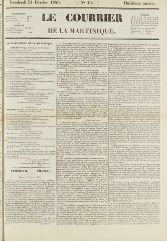 Le Courrier de la Martinique (1840, n° 15)
