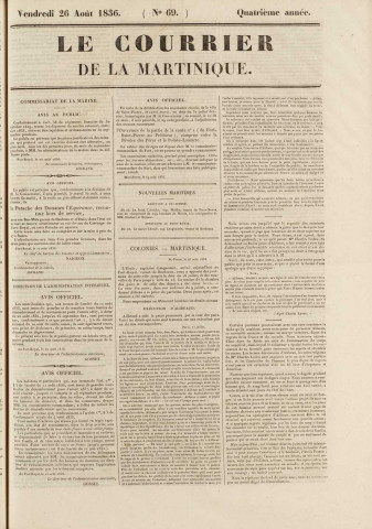 Le Courrier de la Martinique (1836, n° 69)