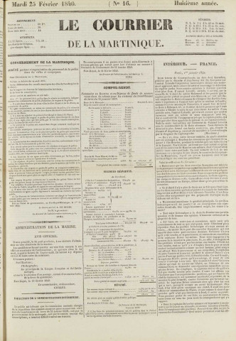 Le Courrier de la Martinique (1840, n° 16)