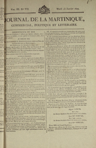 Journal Officiel de la Martinique (1820, n° 7)