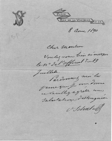 Lettre de Victor Schoelcher