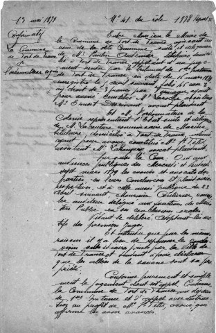 Savane de Fort-de-France : copie d'un jugement du 13 mai 1879, indiquant que les allées de la Savane ne sont pas la propriété de la ville