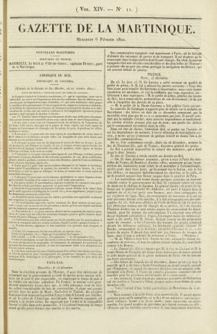 Gazette de la Martinique (1822, n° 11)
