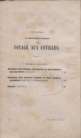 Voyage aux Antilles françaises, anglaises, danoises, espagnoles, à Saint-Domingue et aux Etats-Unis d'Amérique (tome I)