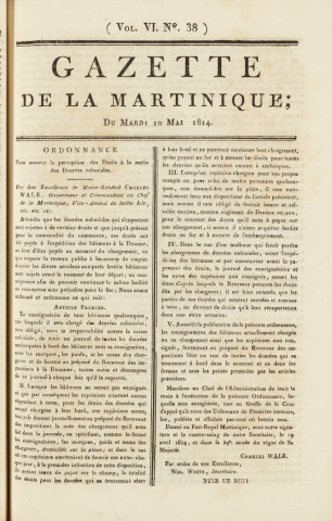 Gazette de la Martinique (1814, n° 38)