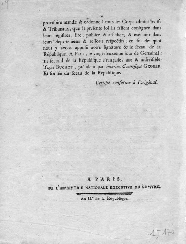 Abolition de l'esclavage des nègres dans les colonies : décret n° 2262 de la Convention nationale