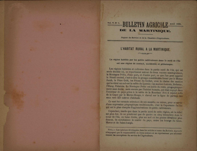 Bulletin agricole de la Martinique (mars 1935)