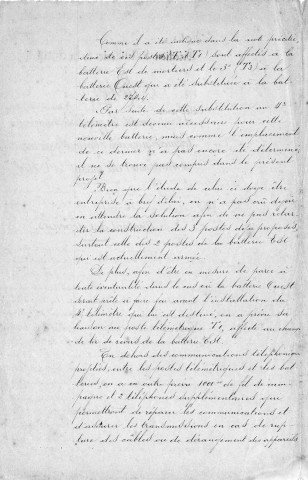 Projets de postes télémétriques des deux batteries de mortiers 270 du massif d'Alet : note