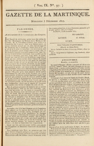 Gazette de la Martinique (1817, n° 97)