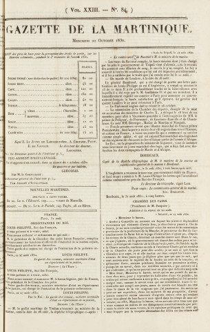 Gazette de la Martinique (1830, n° 84)