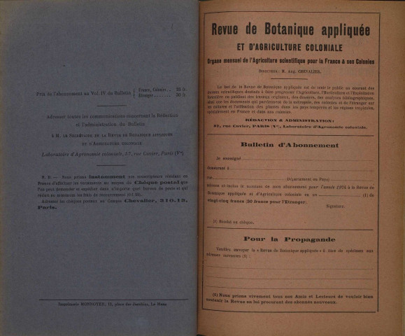 Revue de botanique appliquée et d'agriculture coloniale (n° 32)