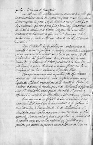 Contre-révolution. Evénements politiques et militaires survenus à la Martinique, à la Guadeloupe, à Saint-Domingue et dans la mer caraïbe : lettre de Behague