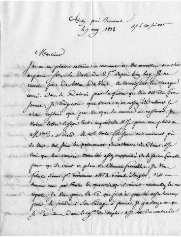 Lettre adressée à M. de Ricard dans laquelle on trouve des informations sur la situation sanitaire de la colonie, sur le gouverneur Donzelot et sur la situation économique et politique de la France