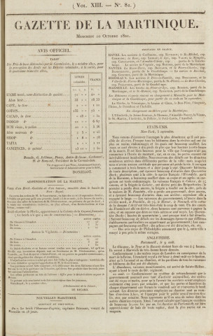 Gazette de la Martinique (1821, n° 81)